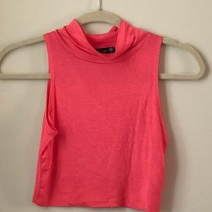 Sleeveless turtleneck crop top